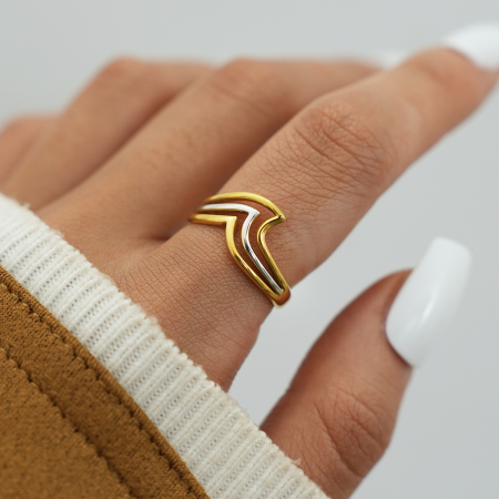 Bague femme simple, rétro, de forme irrégulière, en acier inoxydable (1 pièce)