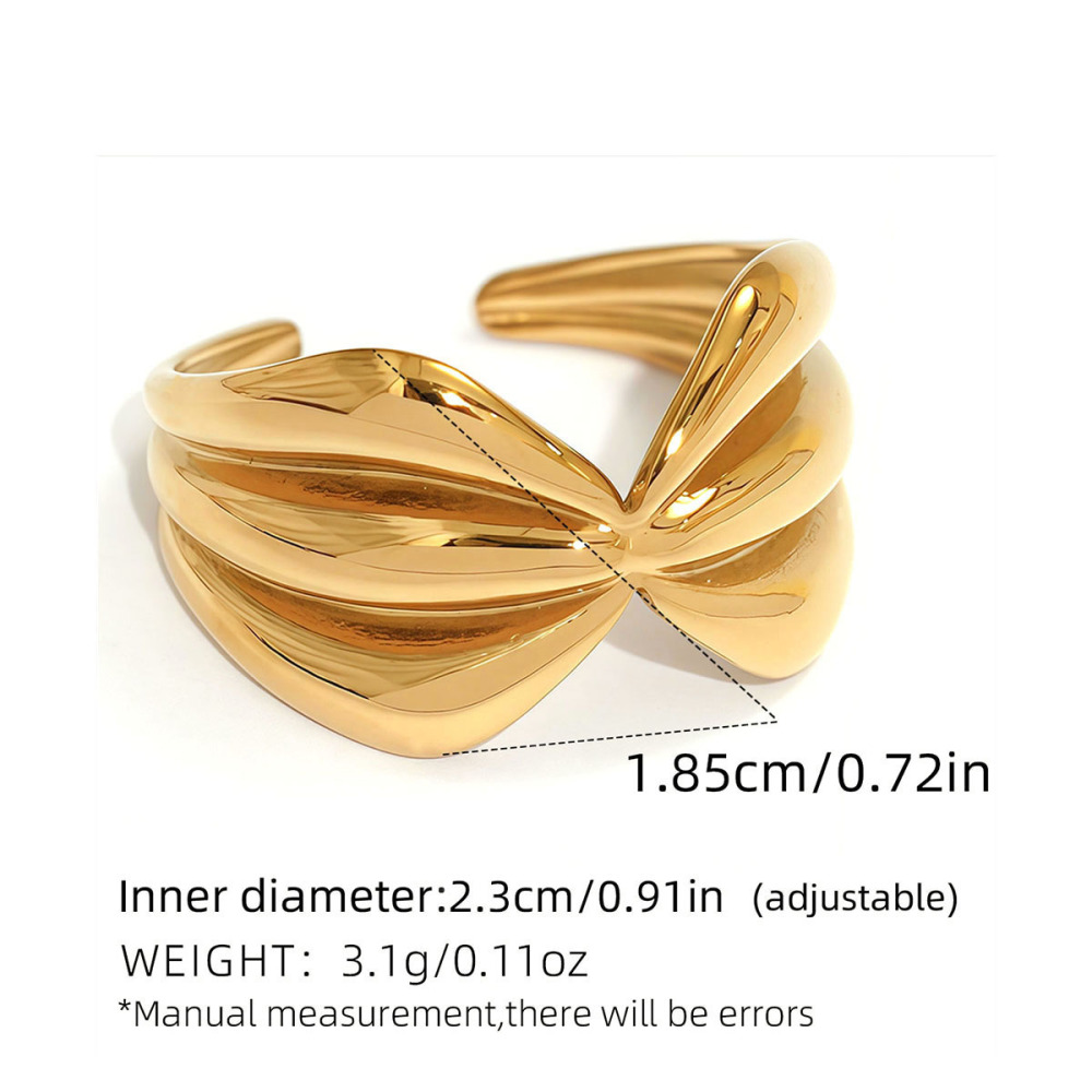 Bague Femme Tendance, En Acier Inoxydable Doré, Forme Irrégulière, Étanche, À Porter Au Quotidien. h5Image2