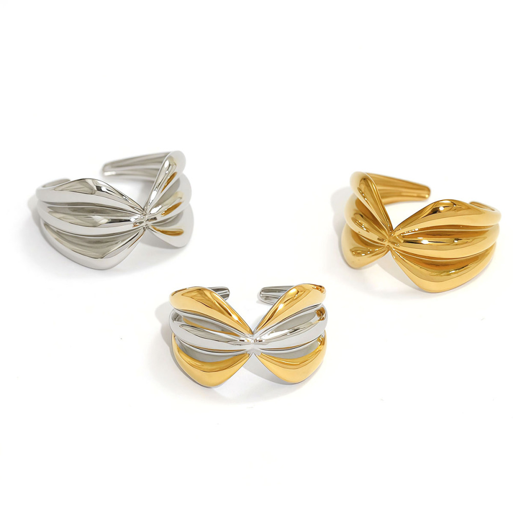 Bague Femme Tendance, En Acier Inoxydable Doré, Forme Irrégulière, Étanche, À Porter Au Quotidien. h5Image6