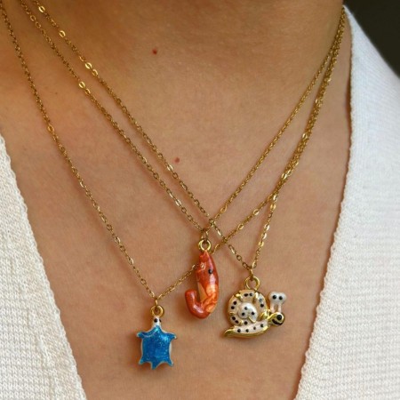 Collier pendentif animal en acier inoxydable émaillé étanche (1 pièce)