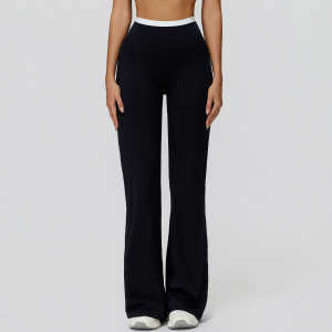 Pantalon Long Décontracté Sport Ample, Effet Seconde Peau, Bicolore Contrasté h5 