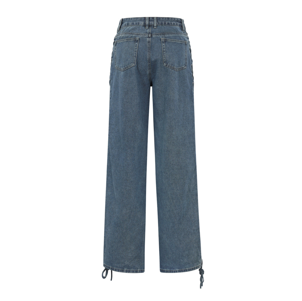 Coton Tissé Pantalon Droit Femme Avec Lacets Décontracté h5Image3