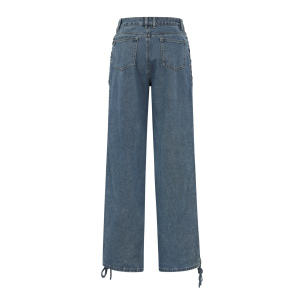 Coton Tissé Pantalon Droit Femme Avec Lacets Décontracté h5 Image3