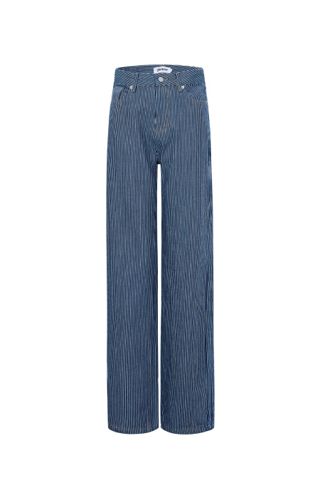 Coton Tissé Pantalon Droit Femme Casual Rayures 2