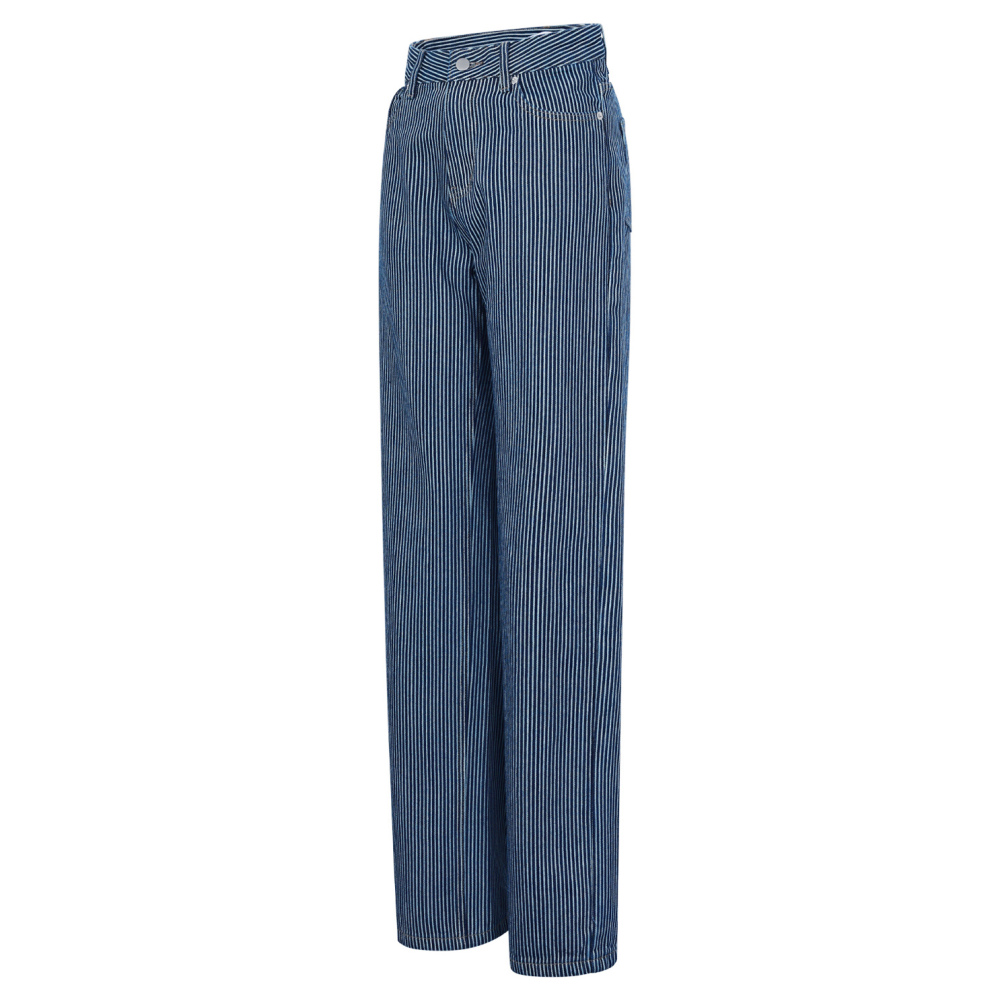 Coton Tissé Pantalon Droit Femme Casual Rayures h5Image2