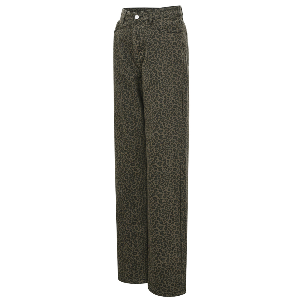 Coton Tissé Pantalon Droit Femme Imprimé Léopard Automne/Hiver h5Image2