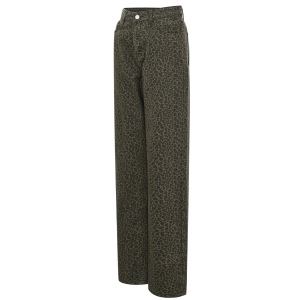Coton Tissé Pantalon Droit Femme Imprimé Léopard Automne/Hiver h5 Image2