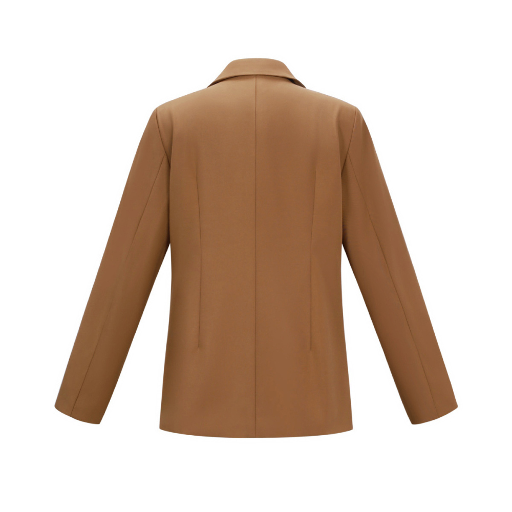 Tissu Polyester Fibre Ensemble De Costume Femme Élégant Couleur Unie Automne/Hiver h5Image3