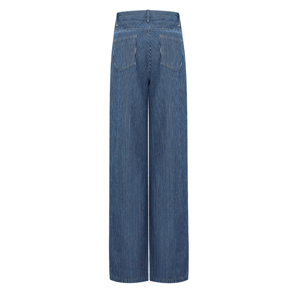 Coton Tissé Pantalon Droit Femme Casual Rayures h5Image3