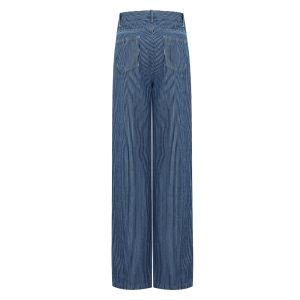 Coton Tissé Pantalon Droit Femme Casual Rayures h5 Image3