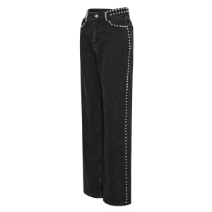 Tissu Coton Femmes Pantalon Droit Rue Couleur Unie h5 Image2