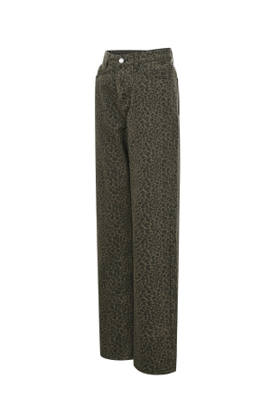 Coton Tissé Pantalon Droit Femme Imprimé Léopard Automne/Hiver h5 Image2