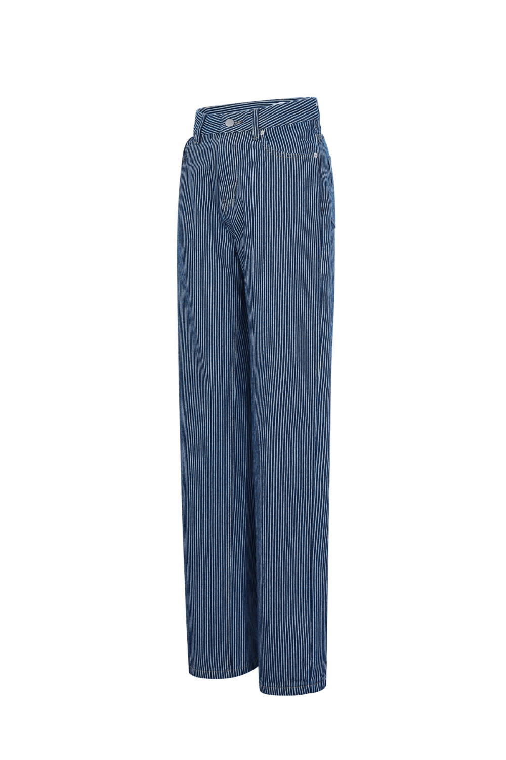 Coton Tissé Pantalon Droit Femme Casual Rayures Image2
