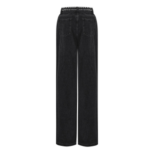 Tissu Coton Femmes Pantalon Droit Rue Couleur Unie h5 Image3