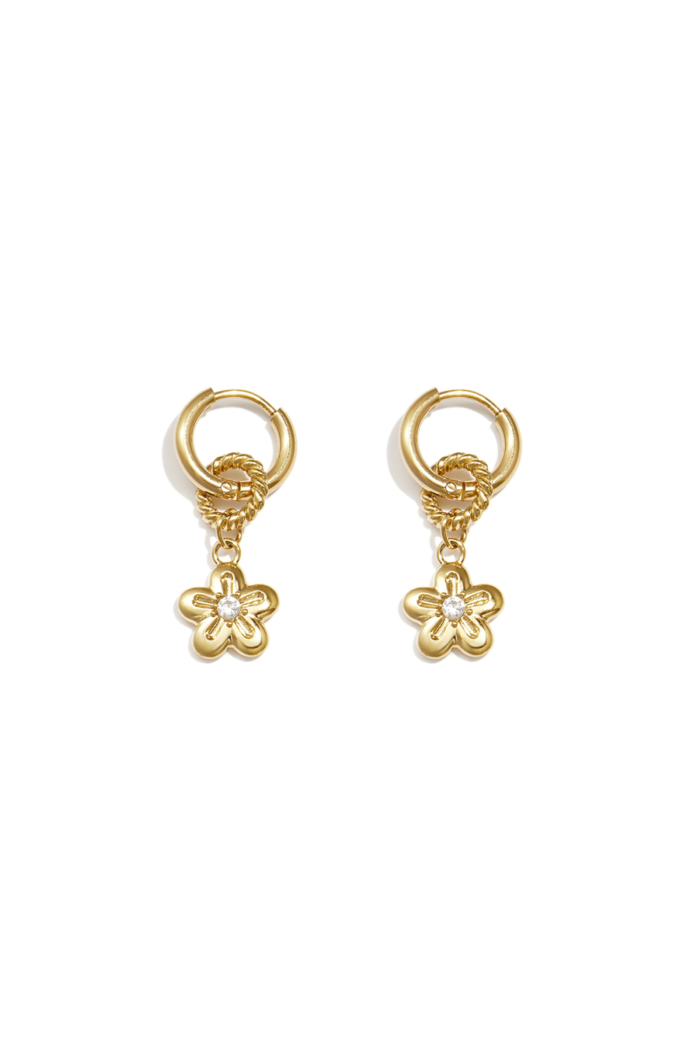 Boucles D'Oreilles Avec Une Marguerite Pendante 