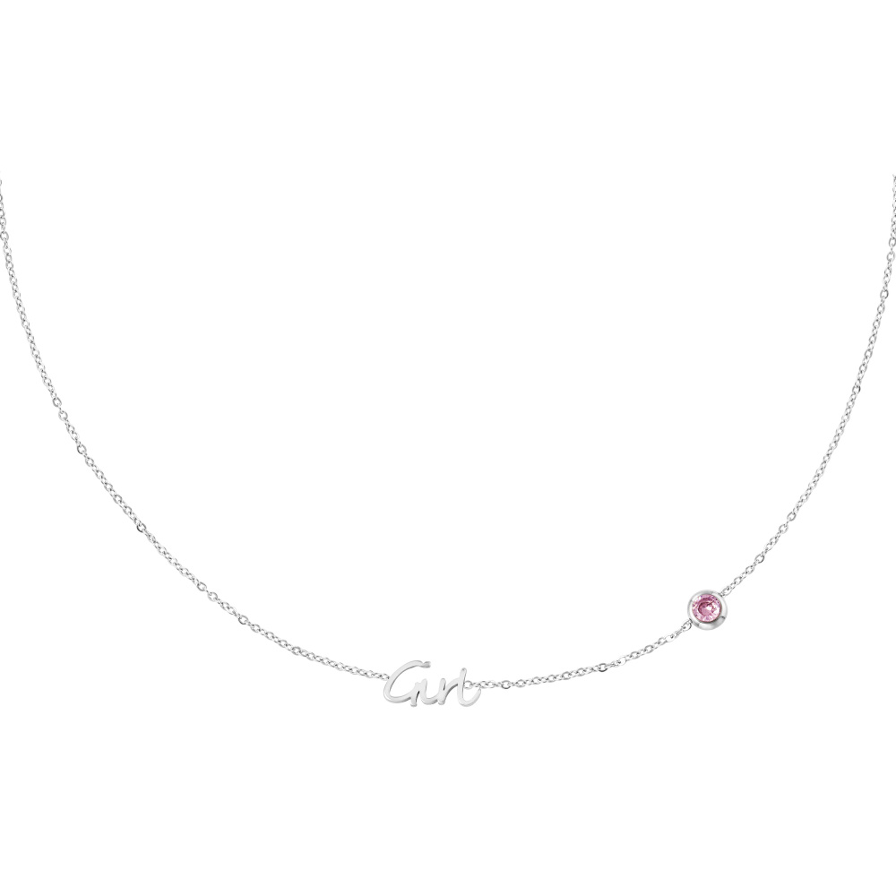 Collier Avec Pierre De Naissance Pour Fille En Argent 