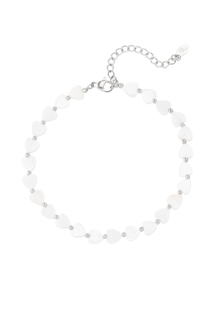 Chaîne De Cheville Coeur - Collection Plage Couleur Or Blanc Coquilles h5 