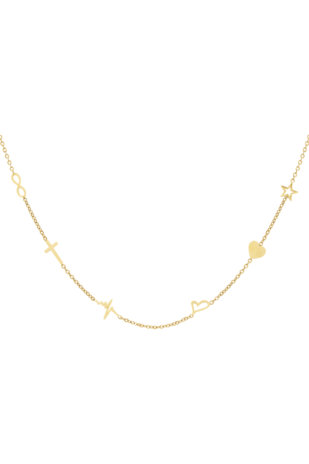 Collier 6 Charms - Acier Inoxydable Doré 