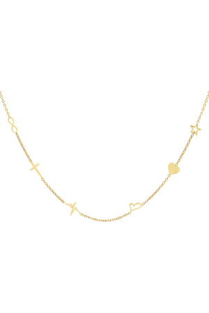Collier 6 Charms - Acier Inoxydable Doré h5 