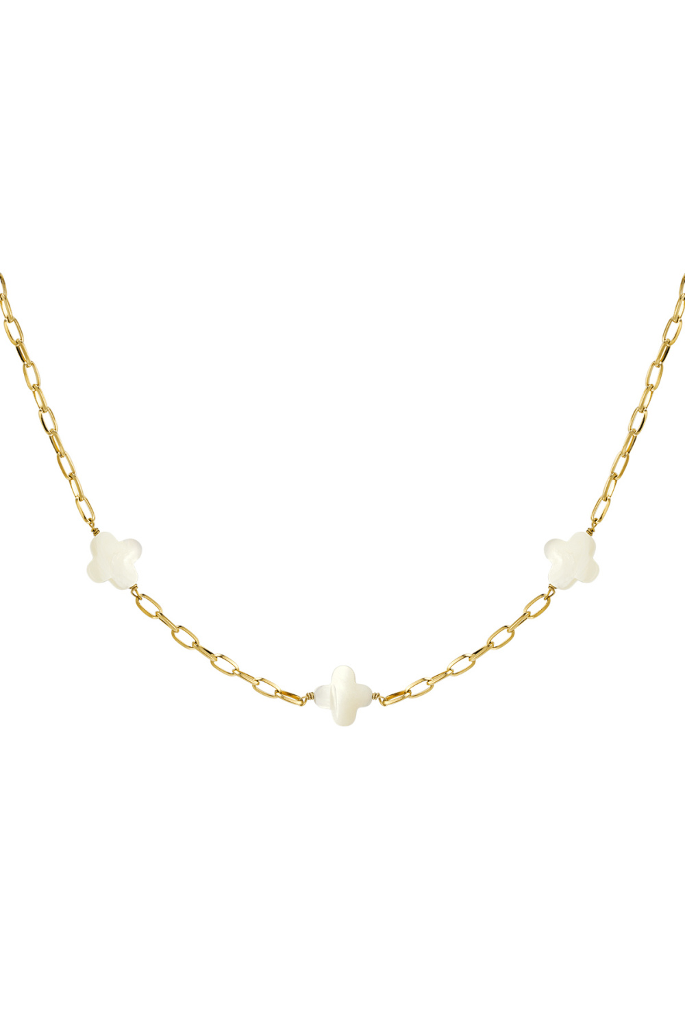 Collier Trèfles Coquillages - Acier Inoxydable Doré 