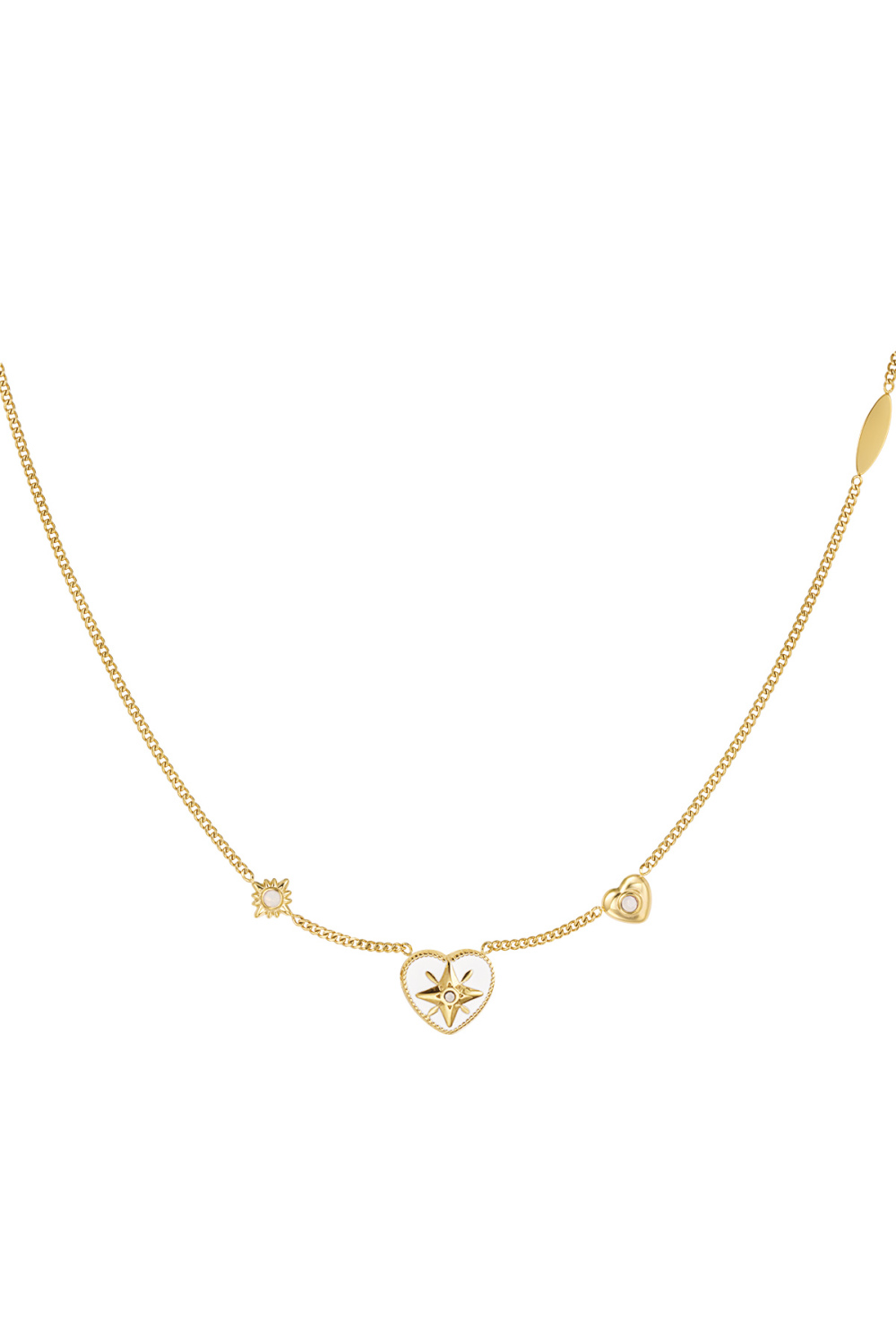 Collier Coeur Avec Pierres - Couleur Or/Blanc (Pack With Plastic Bag) 
