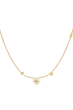 Collier Coeur Avec Pierres - Couleur Or/Blanc (Pack With Plastic Bag) h5 