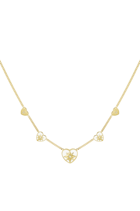 collier 5 coeurs blanc