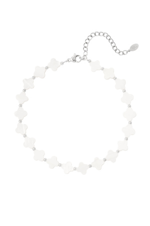 Bracelet De Cheville Trèfles Blanc h5 
