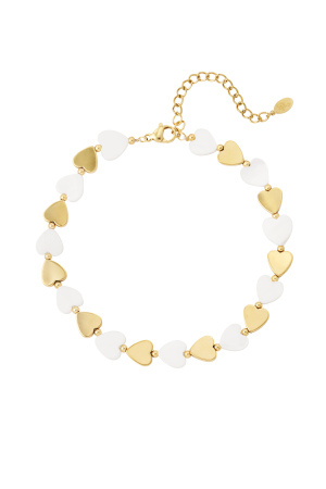 Chaîne De Cheville Coeurs Blanc h5 