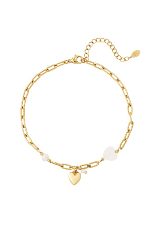 Bracelet De Cheville Coeurs Et Détail Perle - Doré h5