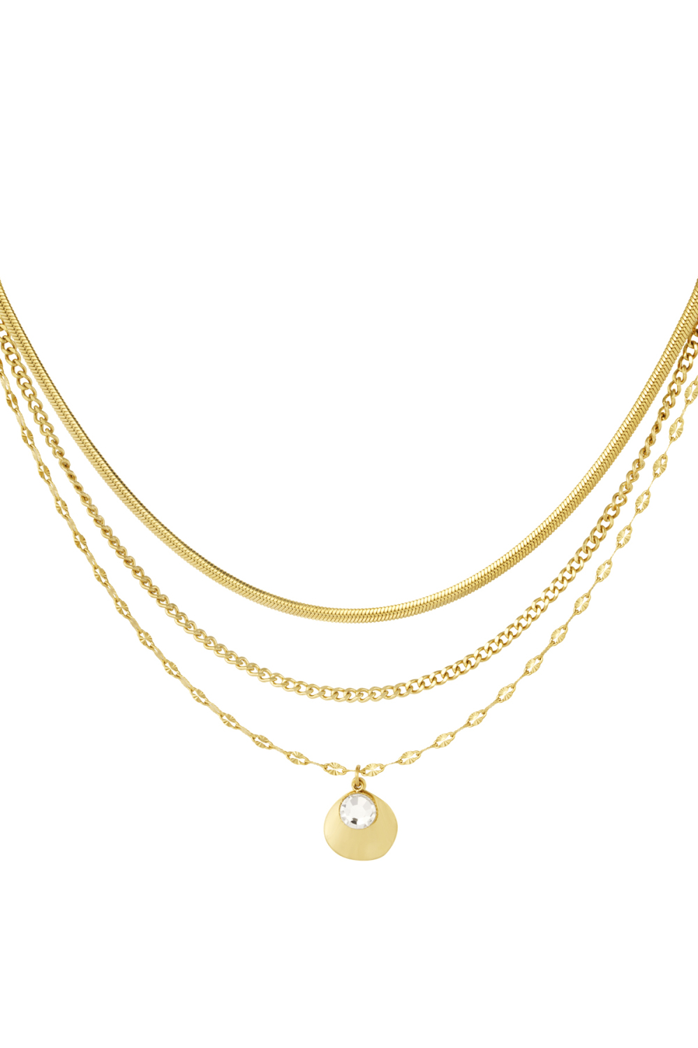 Collier Trois Couches Avec Pierre (Pack With Plastic Bag)