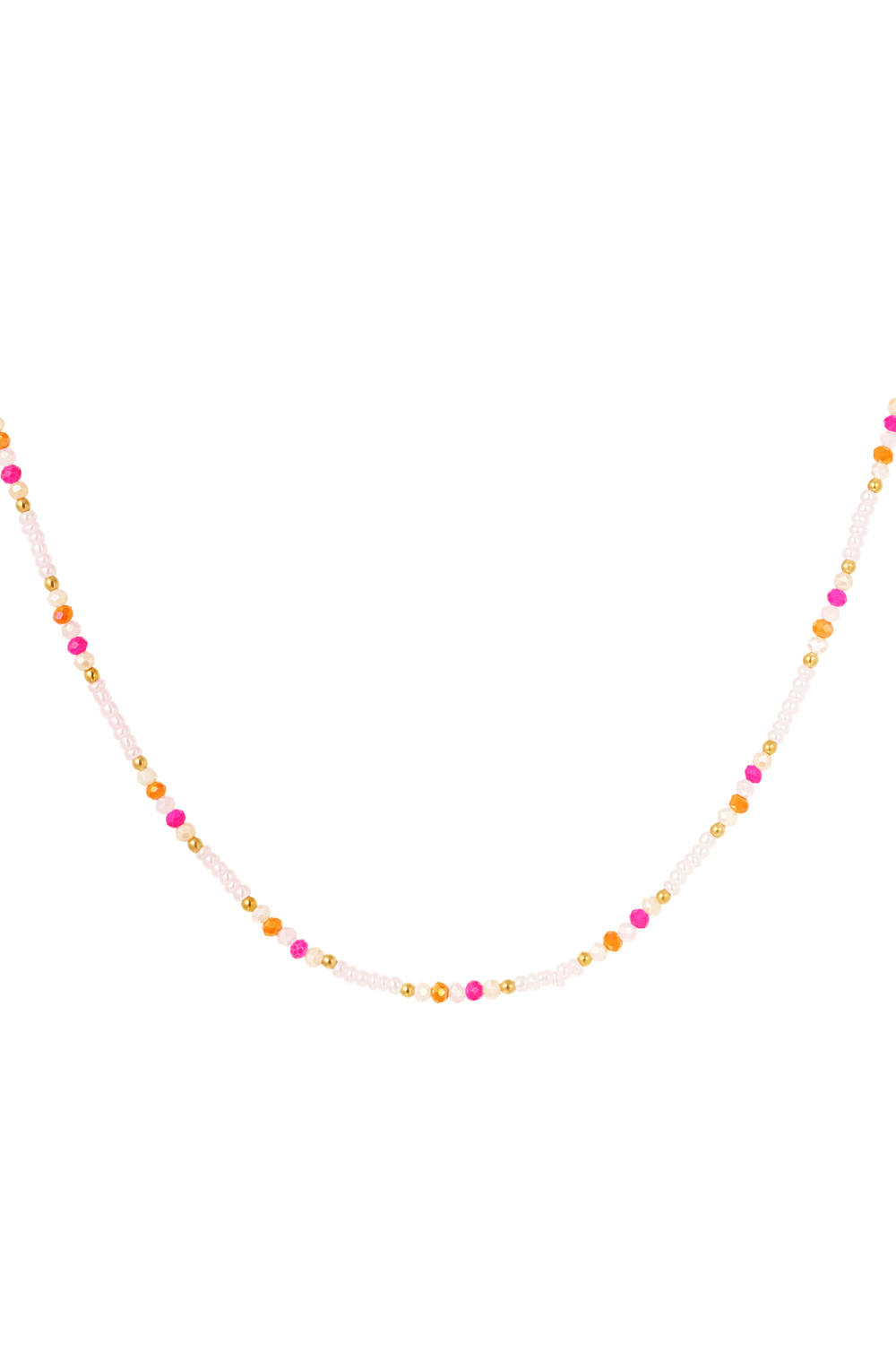 Collier Perles Détail Couleur Or - Rose/Multi 