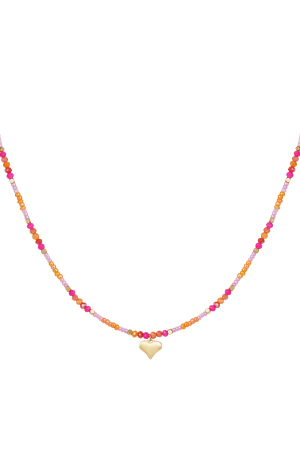 Collier De Perles Colorées Avec Breloque Coeur - Fuchsia/Multi h5 