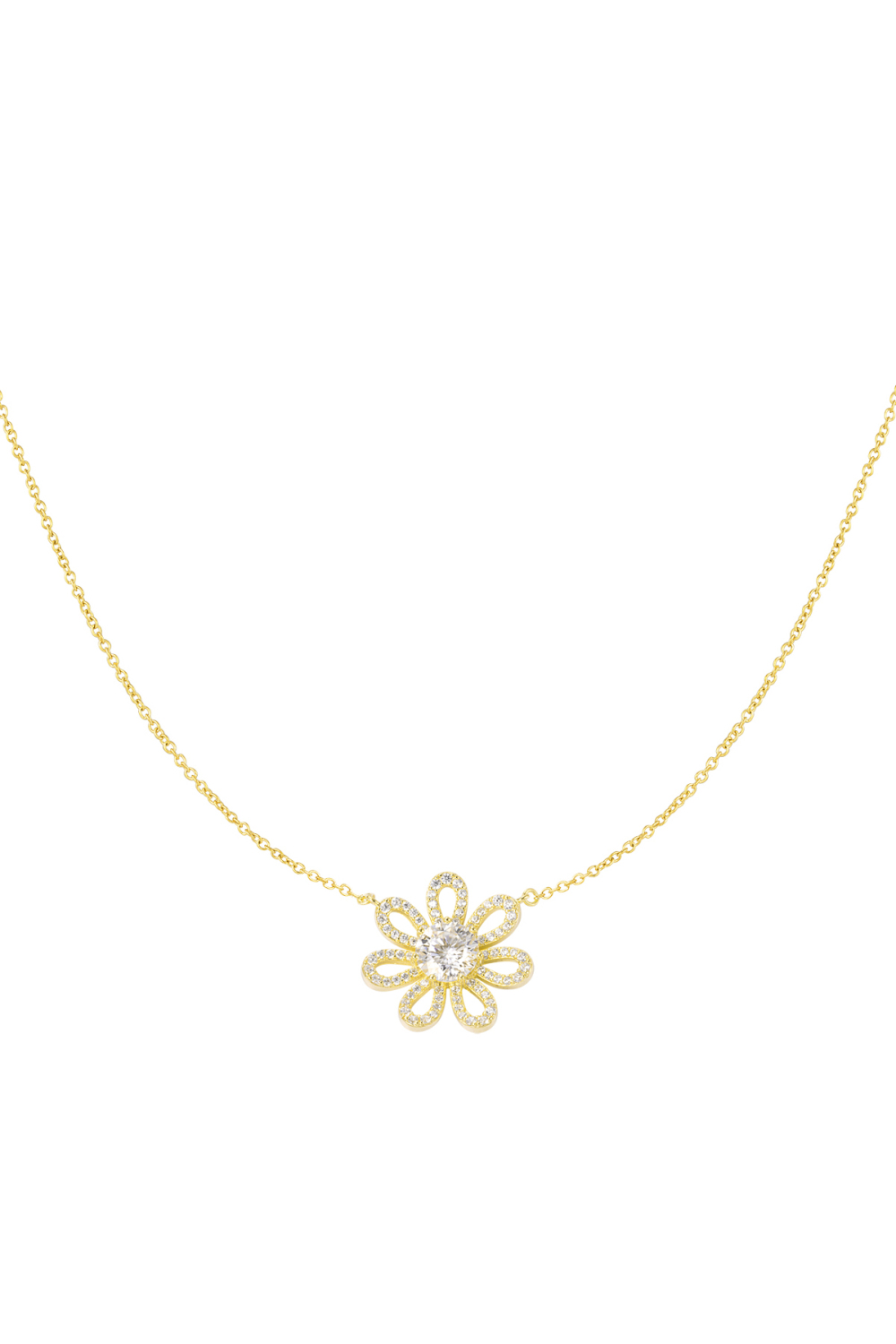 Collier Fleur Strass - Doré 