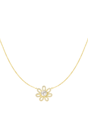 Collier Fleur Strass - Doré h5 