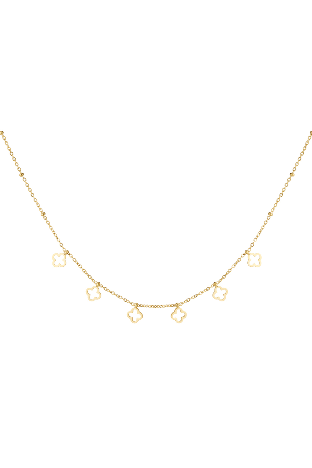 Collier Trèfles À 6 Feuilles Doré 