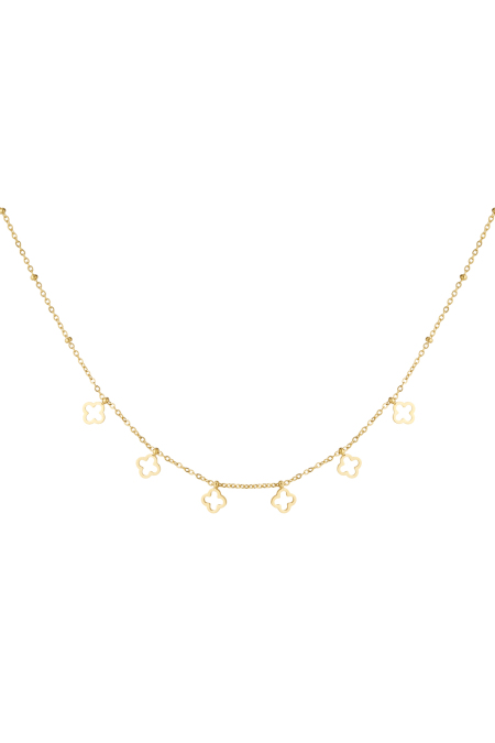 Collier Trèfles À 6 Feuilles Doré