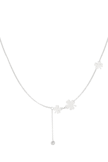 collier trois trèfles et pierre