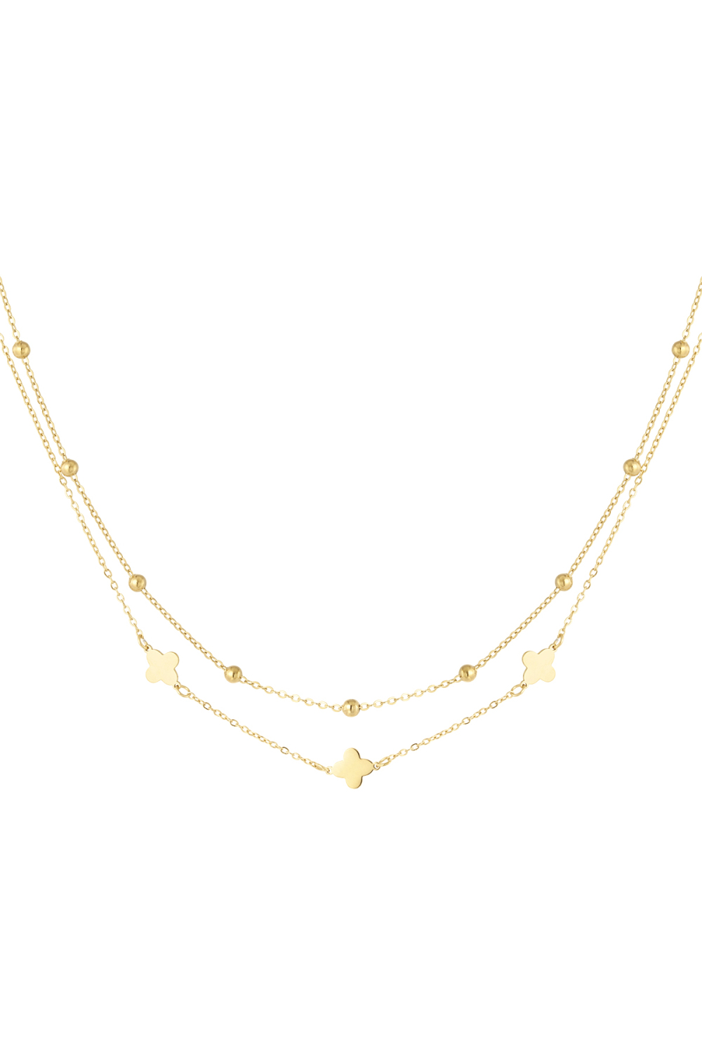 Collier Double Trèfle/Boules 