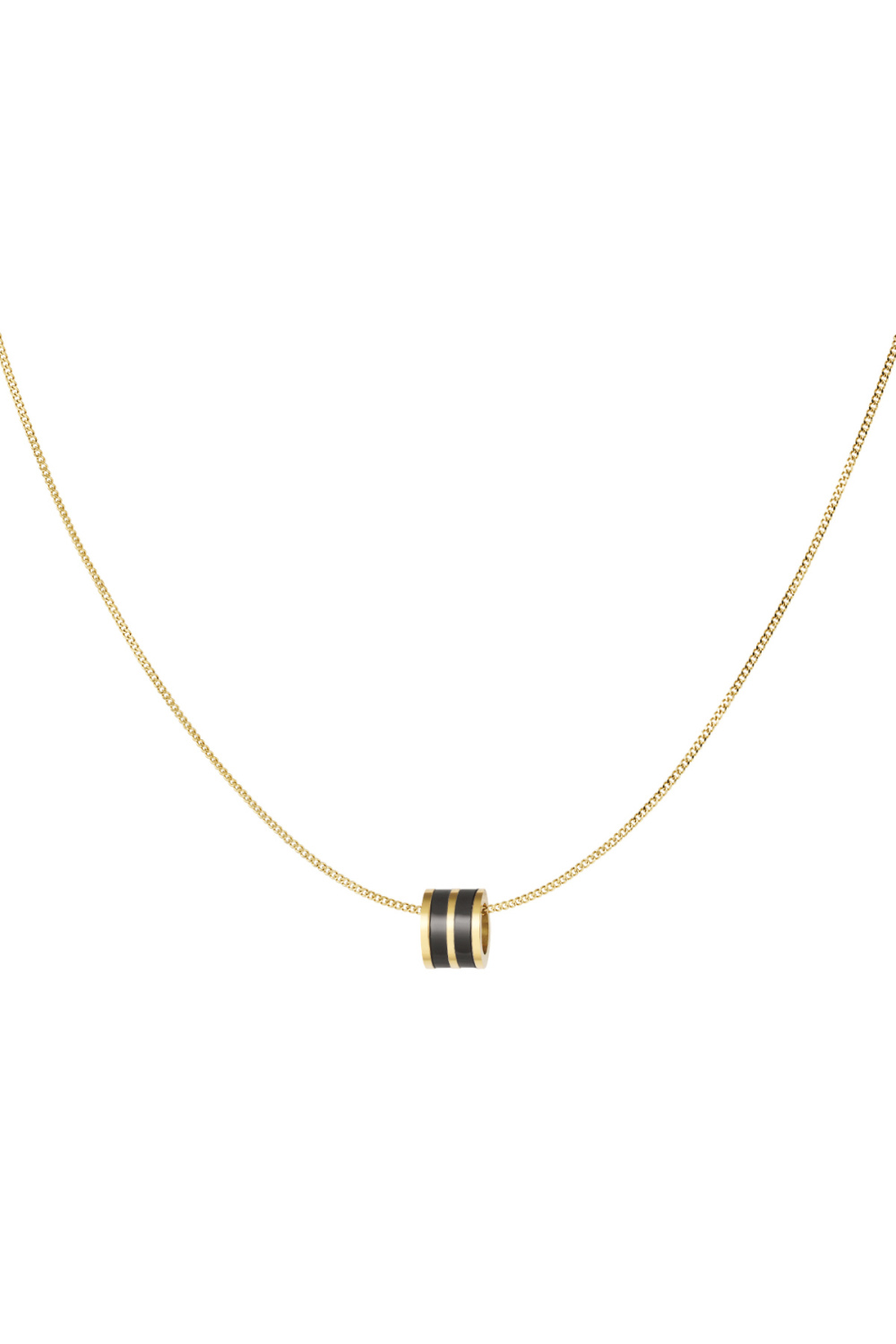 Collier Charm Rond - Doré/Noir 