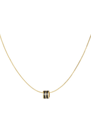Collier Charm Rond - Doré/Noir h5 