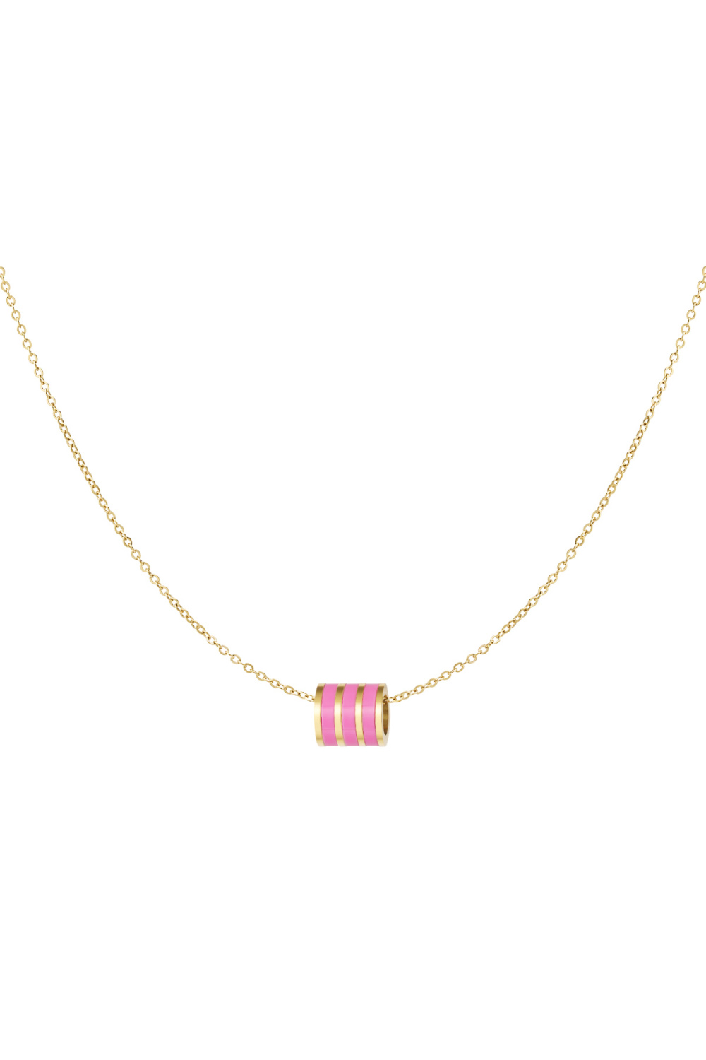 Collier Charm Rond - Doré/Rose 