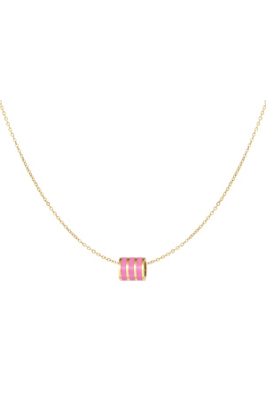 Collier Charm Rond - Doré/Rose h5 