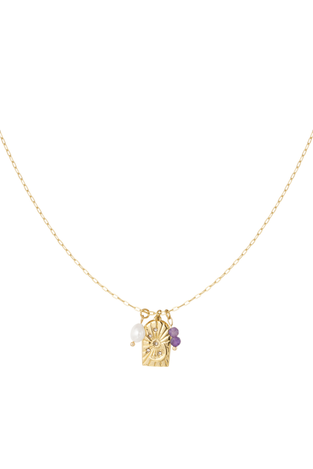 Collier Charm Fête - Doré/Violet 