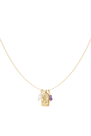 Collier Charm Fête - Doré/Violet h5 