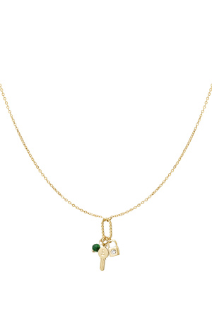 Collier Charms Clé Lettre E - Doré h5 