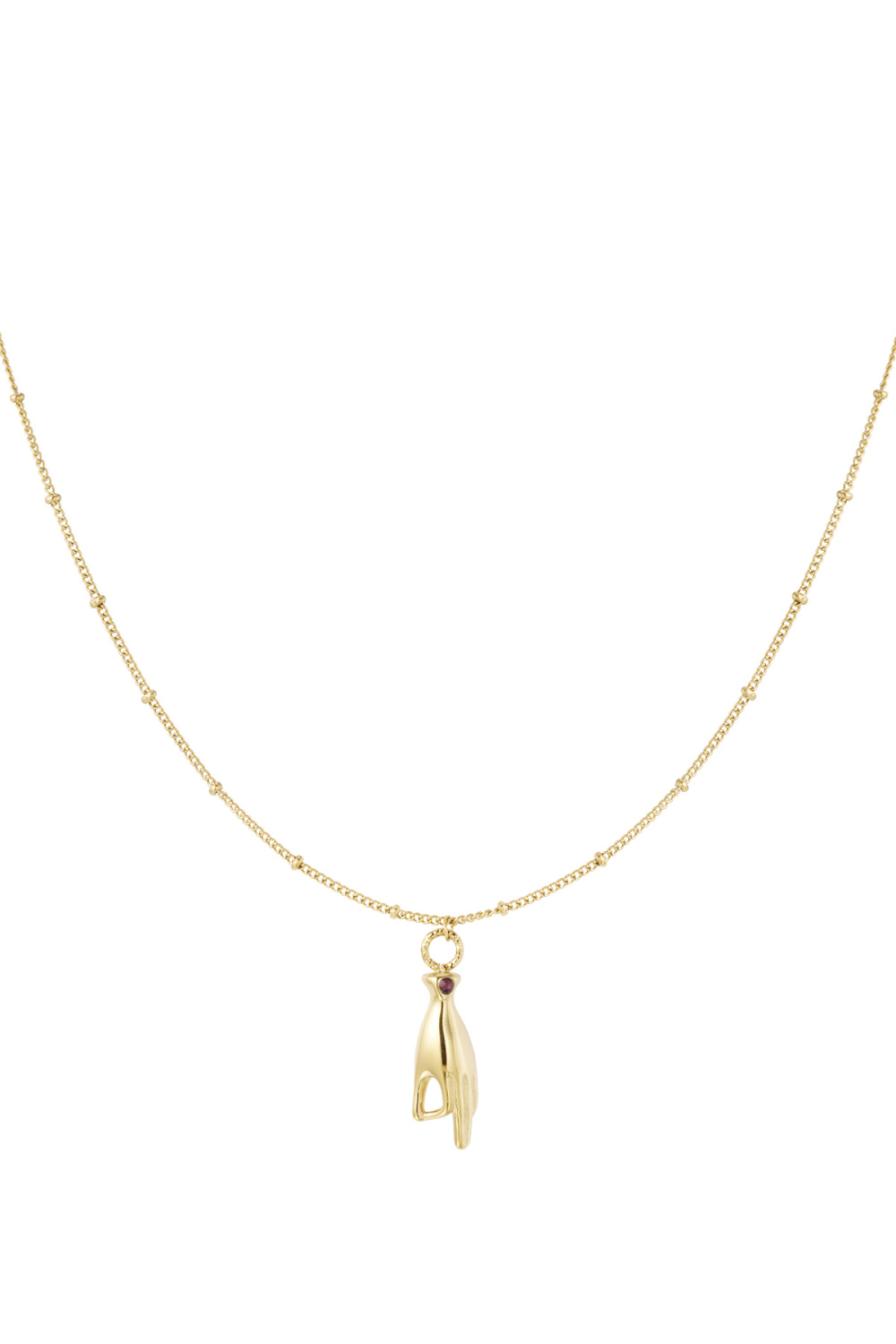 Collier Breloque Main Avec Pierre - Doré/Violet