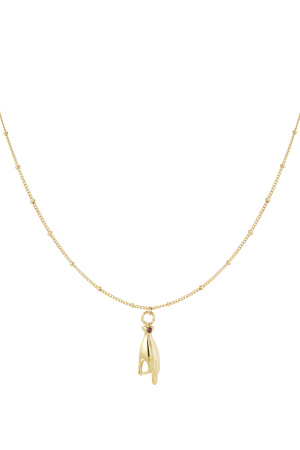 Collier Breloque Main Avec Pierre - Doré/Violet h5
