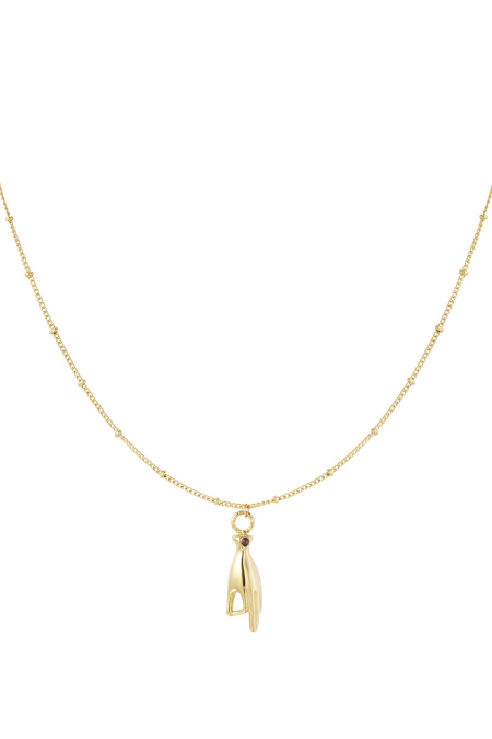 Collier breloque main avec pierre - doré/violet