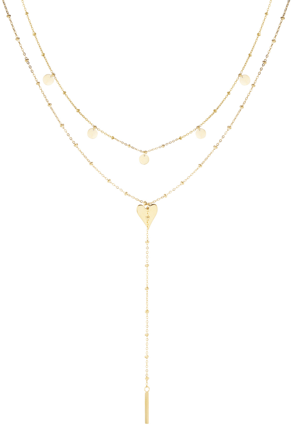 Collier Long À La Taille Avec Cercles - Doré 